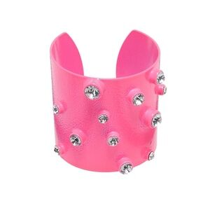Bold Neon Pink Studded Cuff Bracelet – 60mm Wide